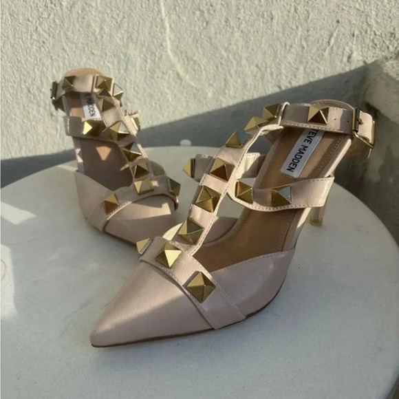 Steve Madden | nude clear heels | gold rhinestone | 9 - Picture 1 of 4